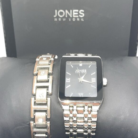 Jones NY Stainless Steel Men's Watch Bracelet (2 Piece Set)Sleek Stylish Fashion - Picture 2 of 16